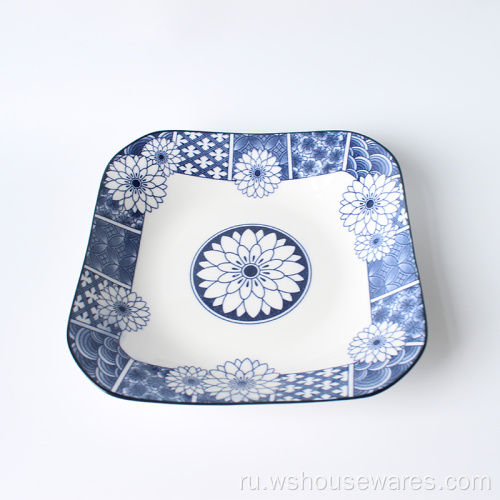 Фарфоровая посуда ужин тарелка Pad Print квадратная пластина